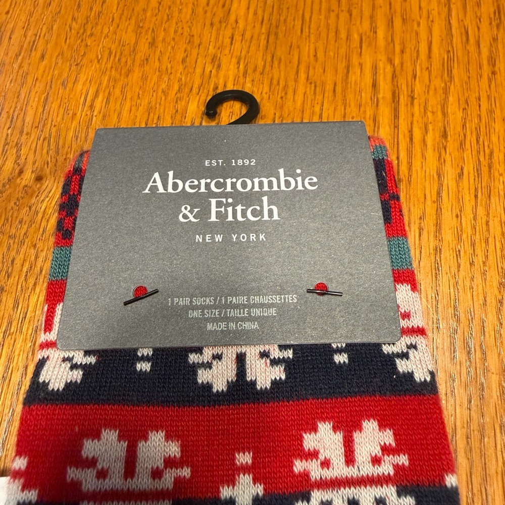 Abercrombie & Fitch Red and White Snowflake Socks
